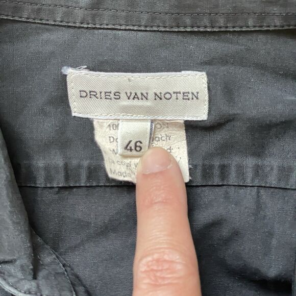 DRIES VAN NOTEN Button Down Shirt Men Size Small 46 Black Cotton Long Sleeve - Picture 4 of 10